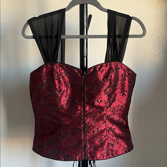 Scarlet and Black Corset top by Vintage Goth L/XL - Picture 1 of 3
